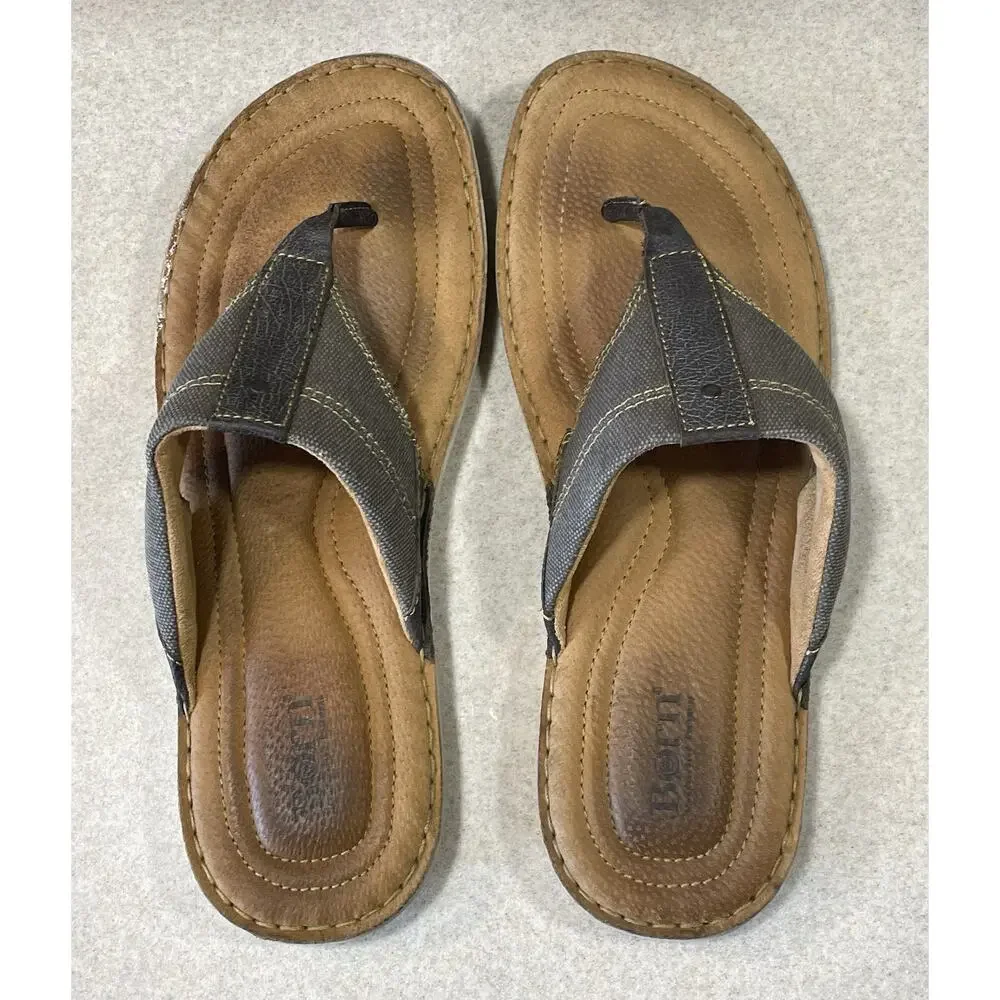 BORN Brown Leather Thong Flip Flop Sandals Men’s Size 14/47 Sandal Casual Shoes